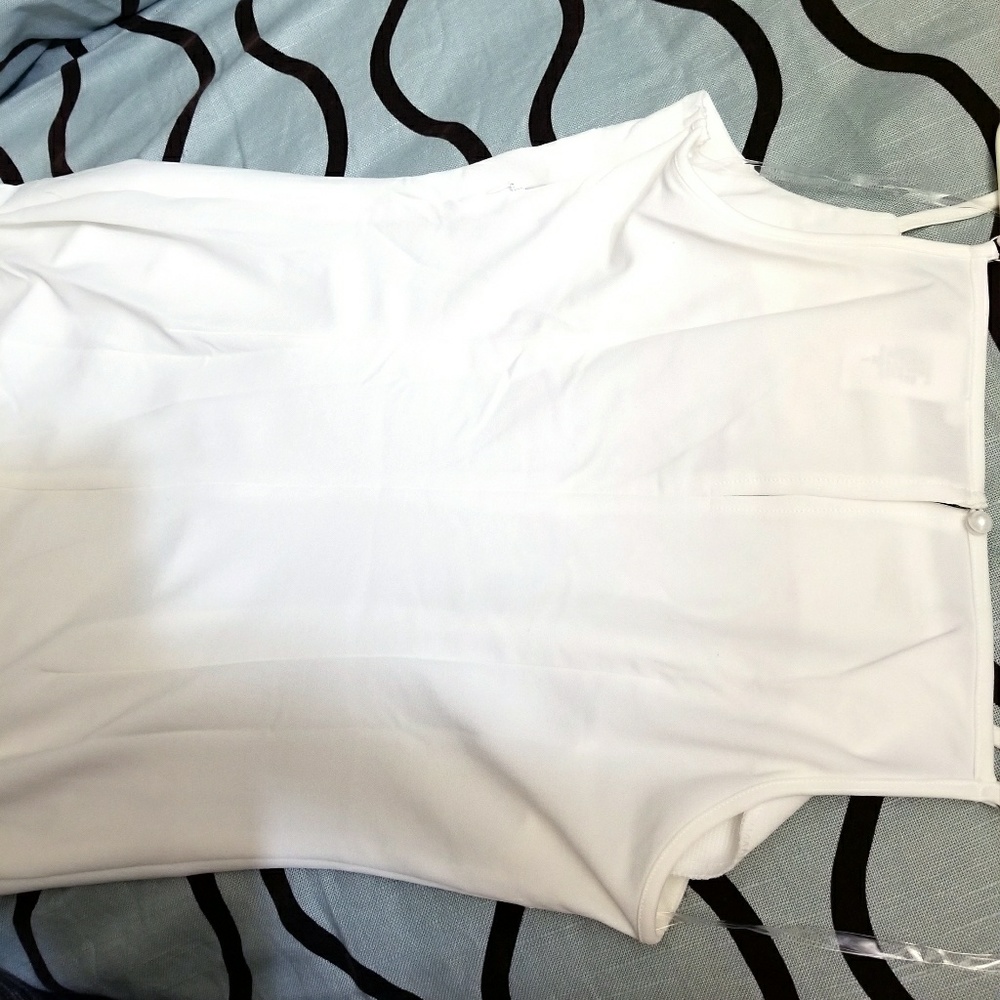 White Sleeveless Dress w/ Red Embroidery NWT S M L - Picture 3 of 8